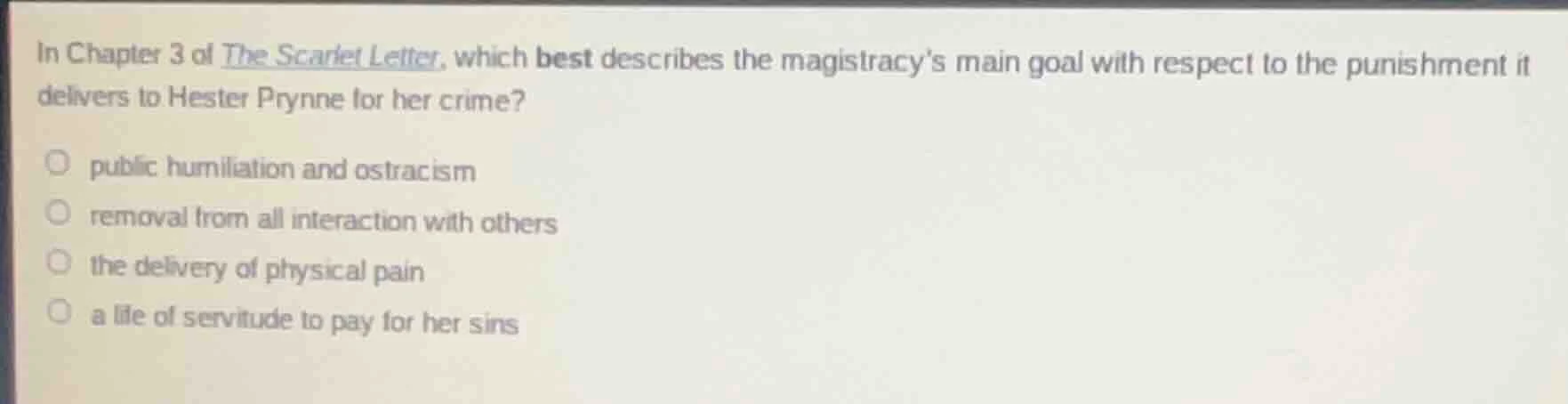 in chapter 3 of the scarlet letter, which best describes the magistracy…