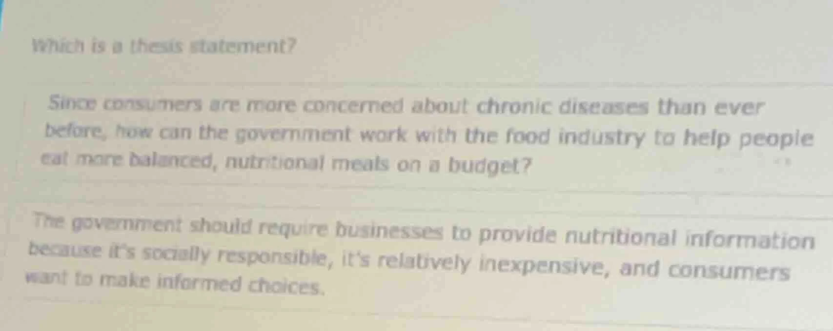 which is a thesis statement? since consumers are more concerned about c…
