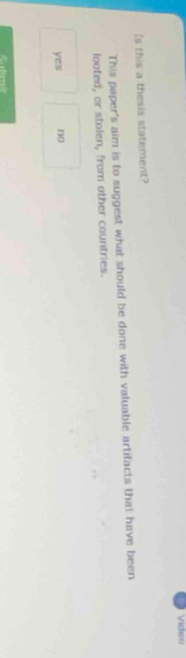 is this a thesis statement? this papers aim is to suggest what should b…