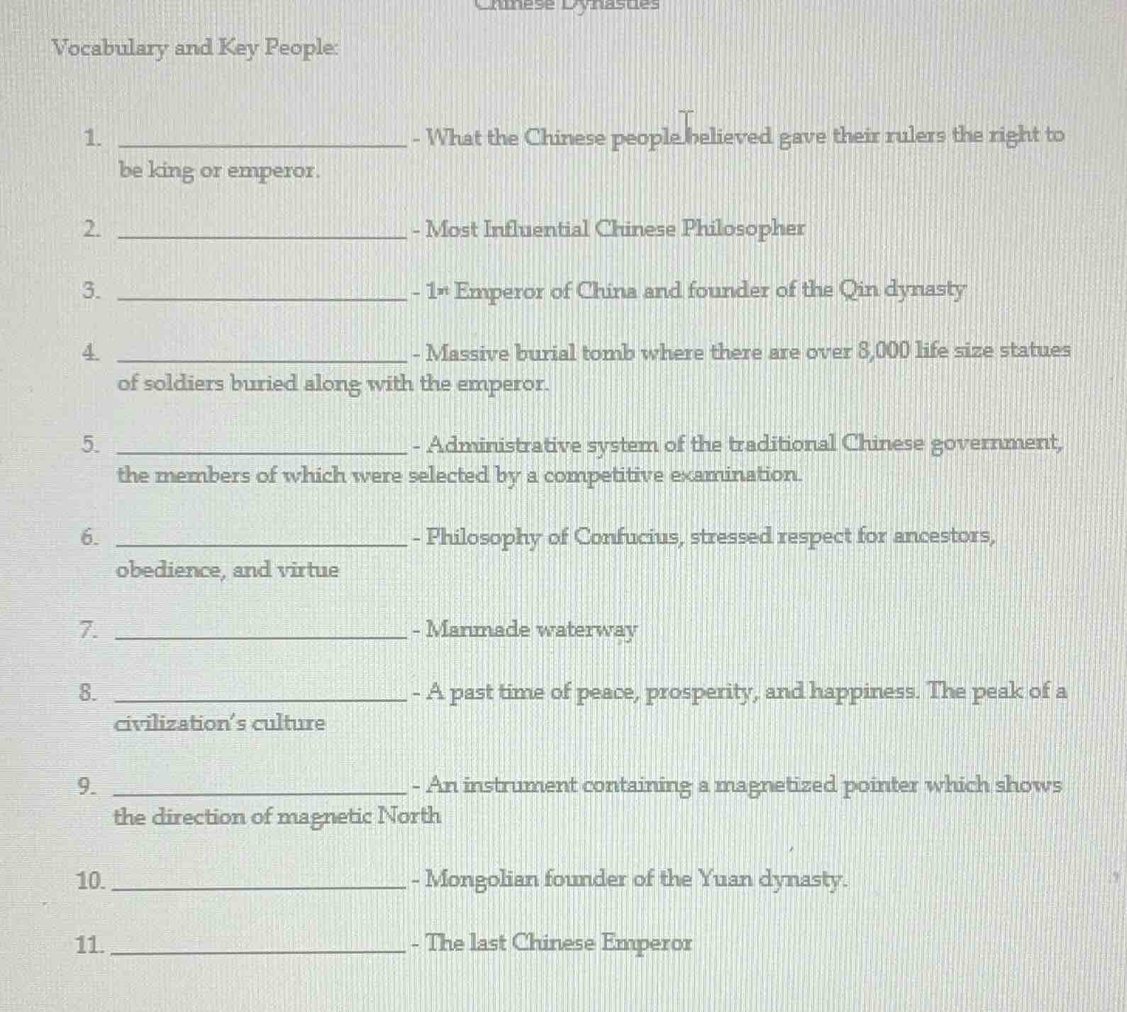 chinese dynasties vocabulary and key people: 1. - what the chinese peop…