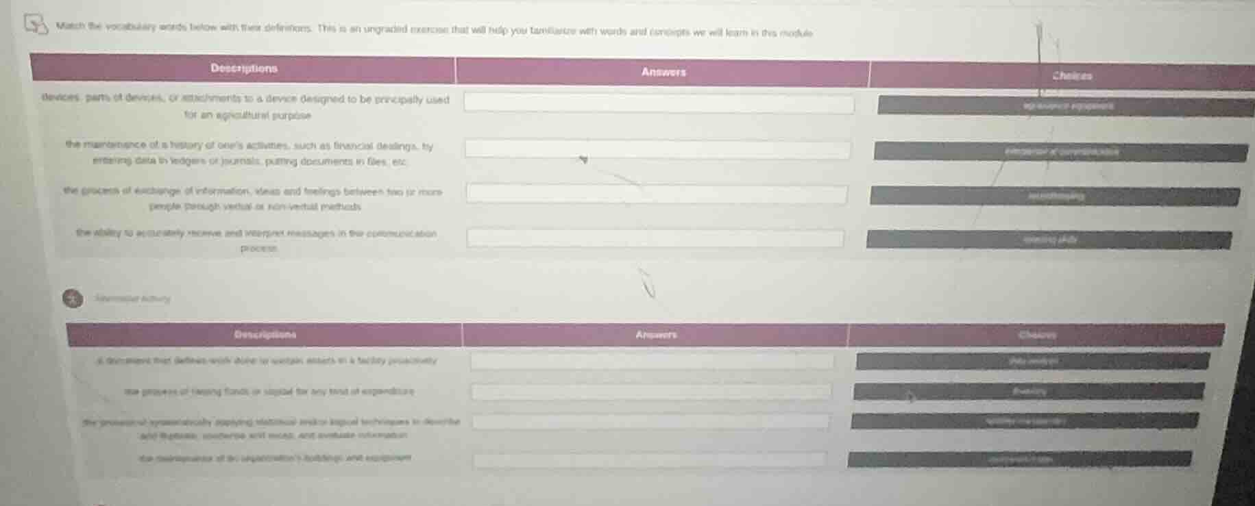 match the vocabulary words below with their definitions. this is an ung…