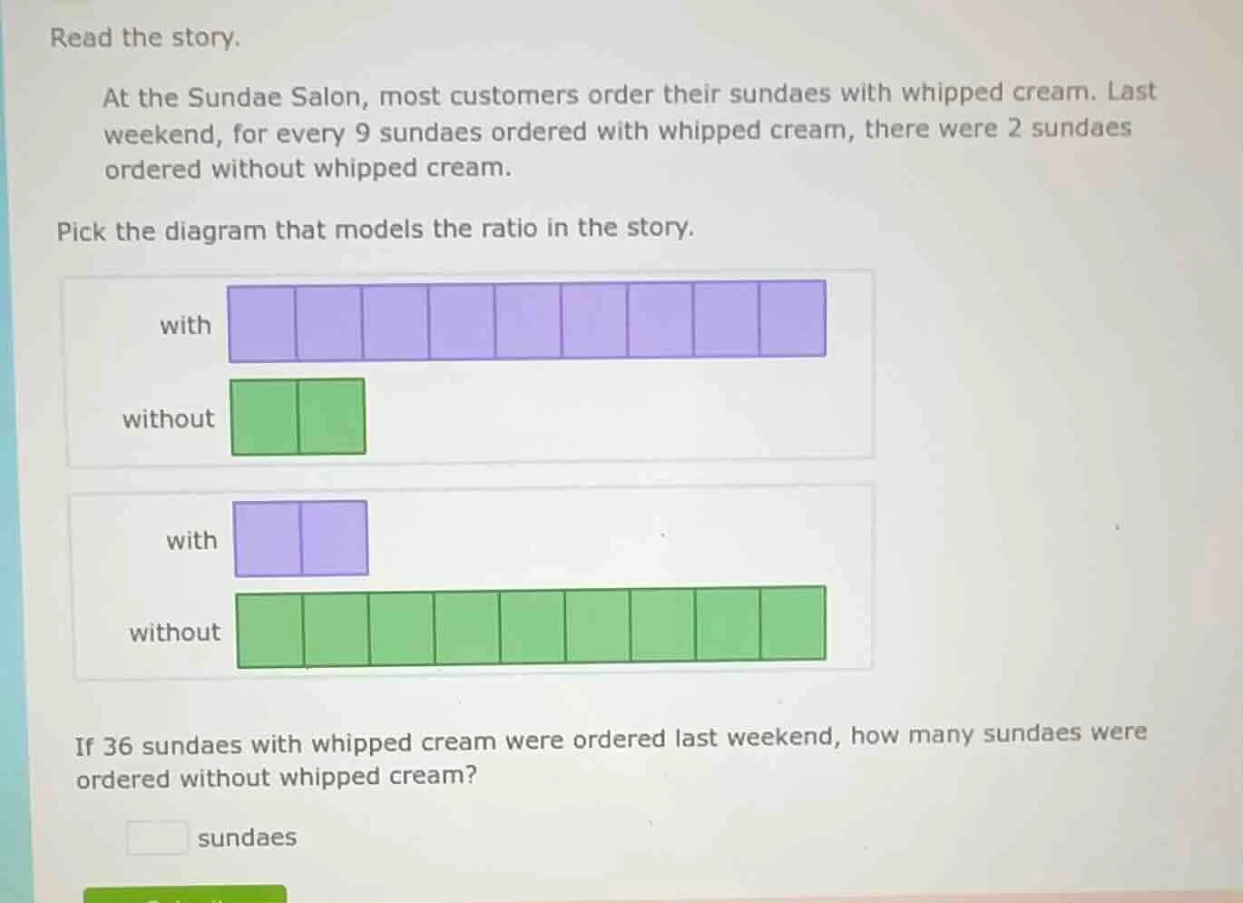 read the story. at the sundae salon, most customers order their sundaes…