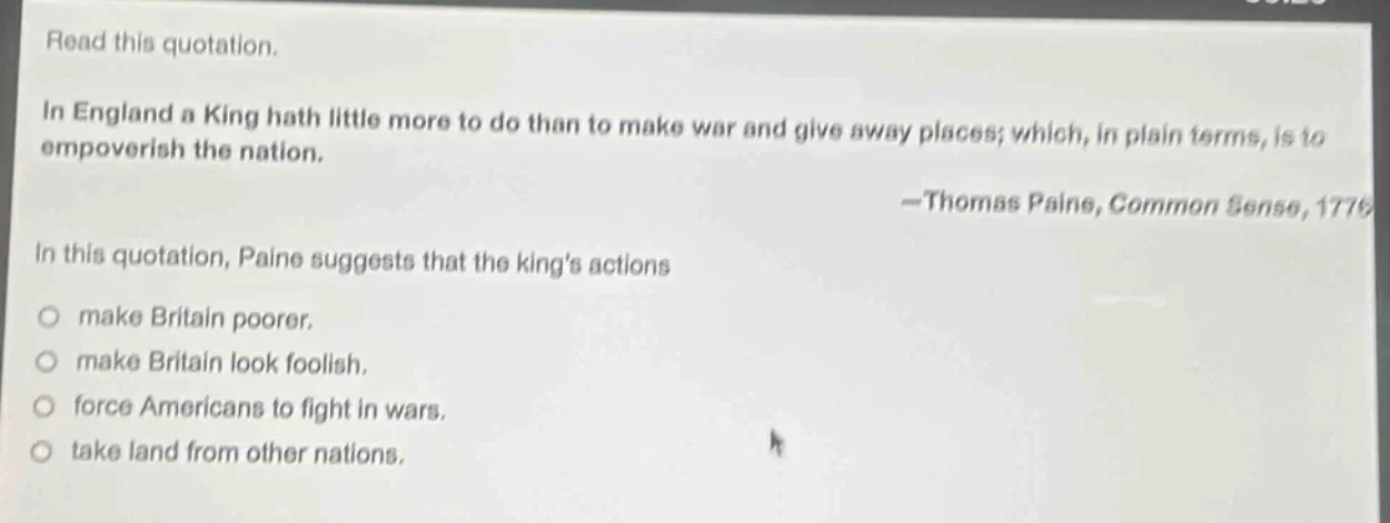 read this quotation. in england a king hath little more to do than to m…