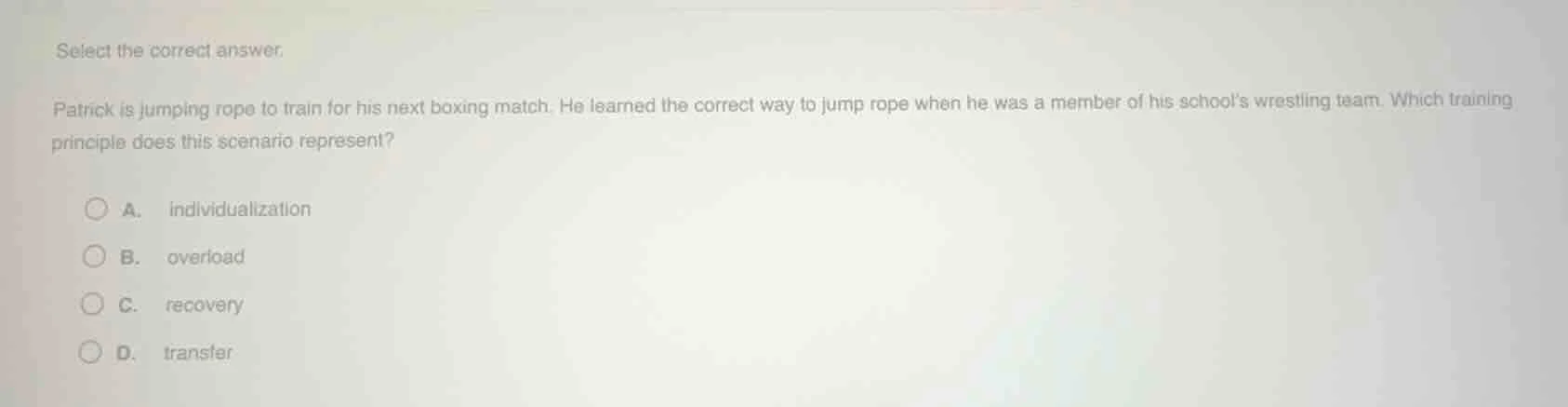 select the correct answer. patrick is jumping rope to train for his nex…