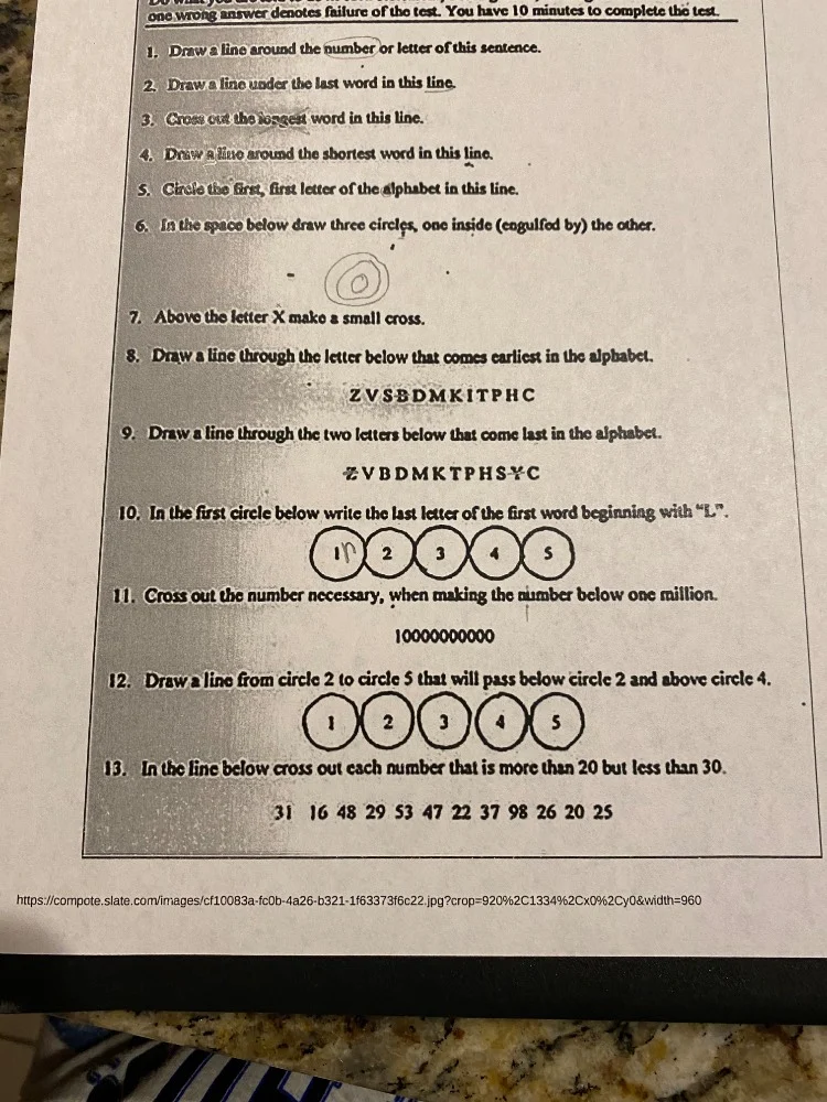 one wrong answer denotes failure of the test. you have 10 minutes to co…