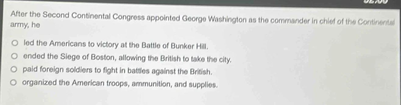 after the second continental congress appointed george washington as th…