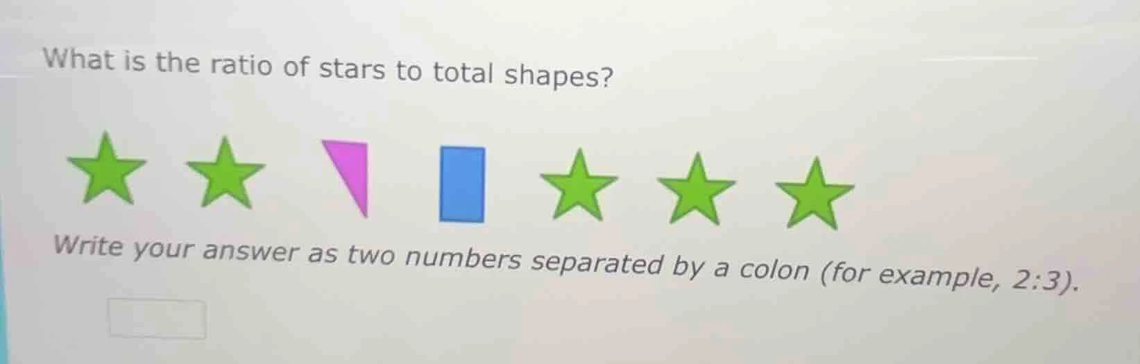 what is the ratio of stars to total shapes? write your answer as two nu…
