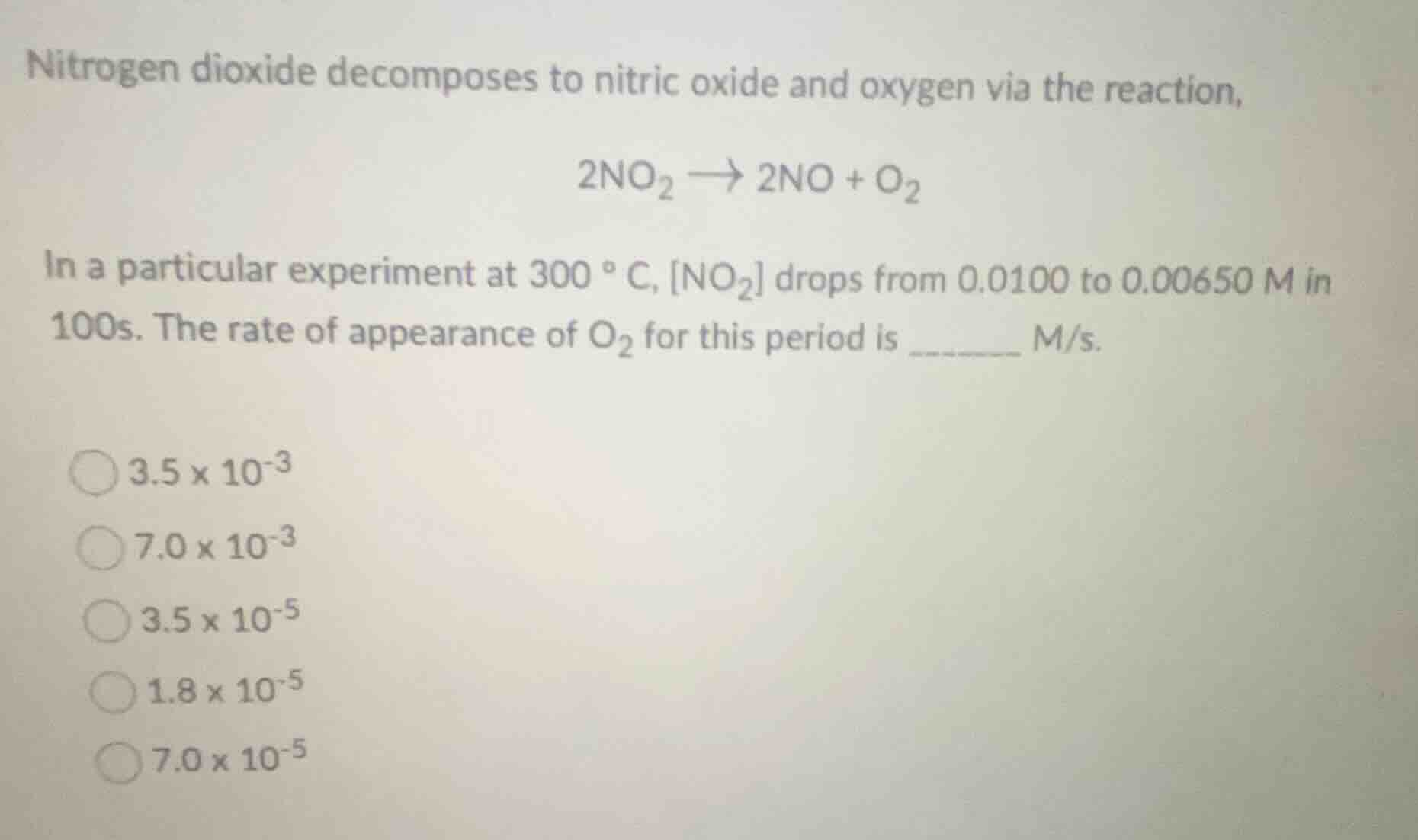nitrogen dioxide decomposes to nitric oxide and oxygen via the reaction…