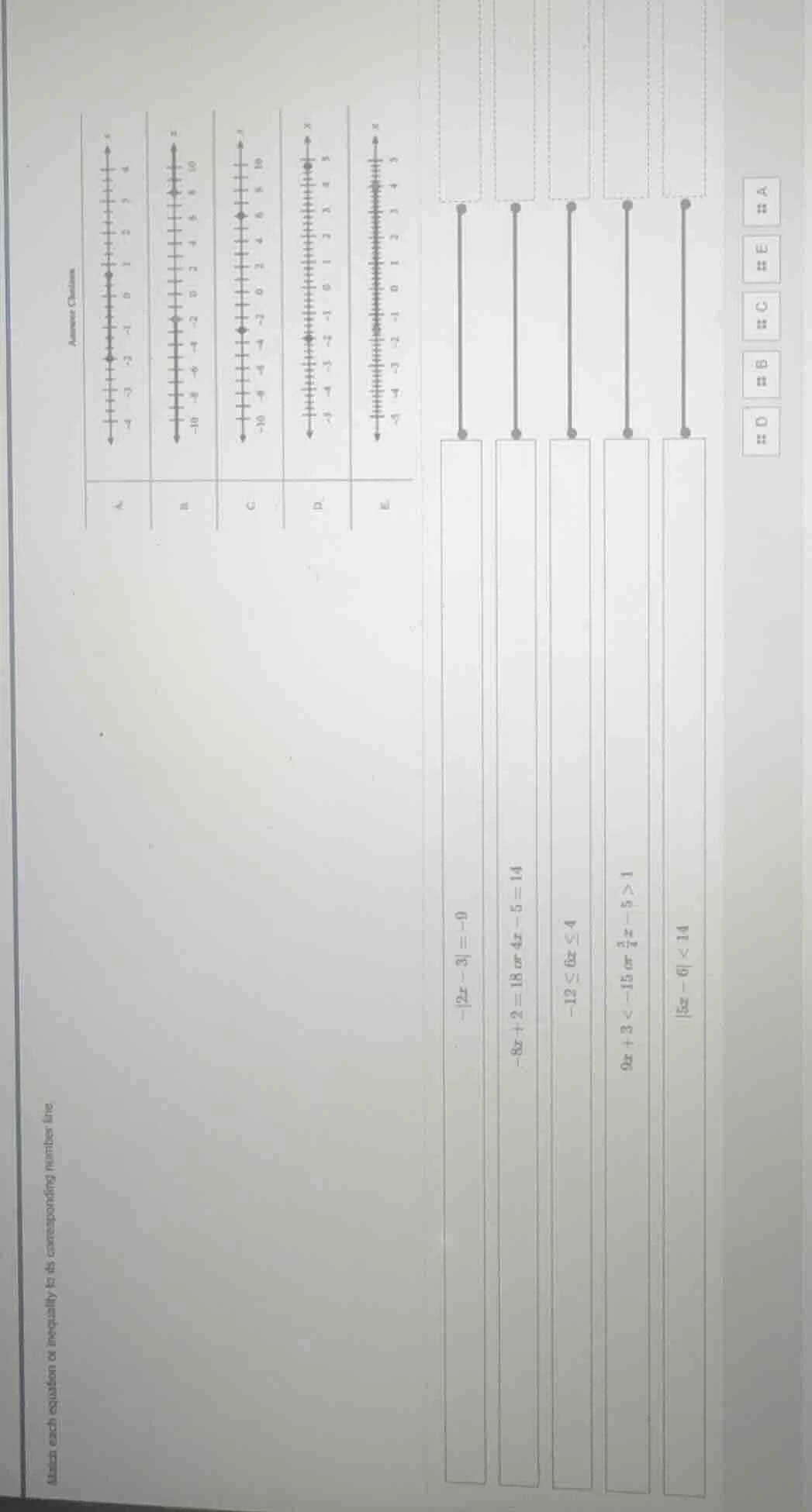 match each equation or inequality to its corresponding number line answ…