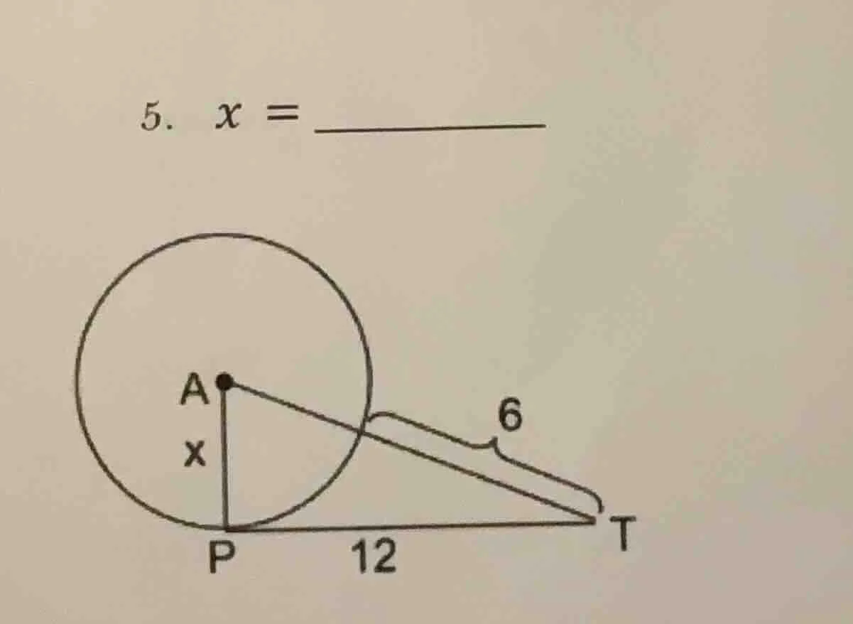 5. $x = \\underline{}$