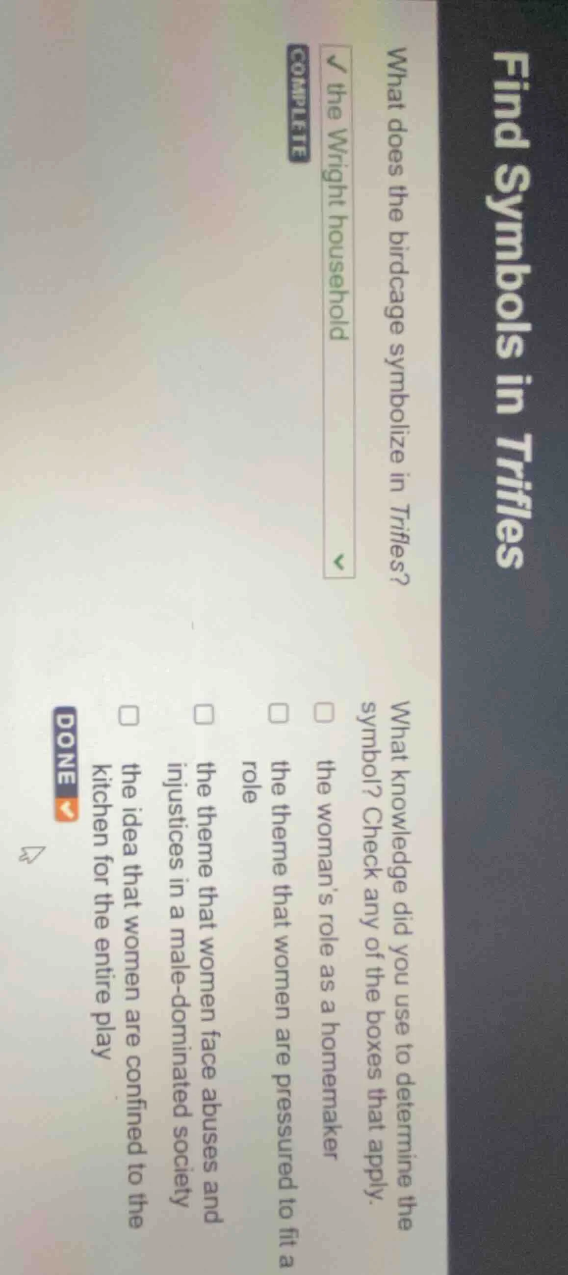 find symbols in trifles what does the birdcage symbolize in trifles? ✓ …