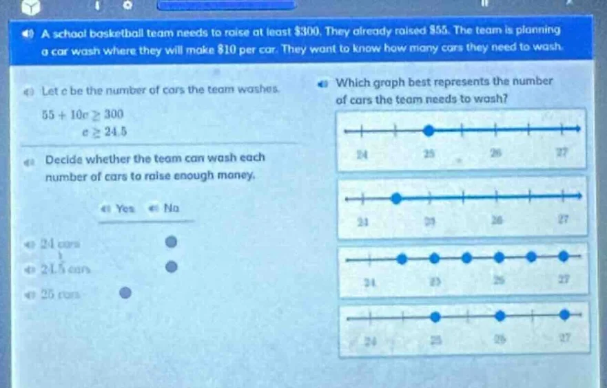 a school basketball team needs to raise at least $300. they already rai…