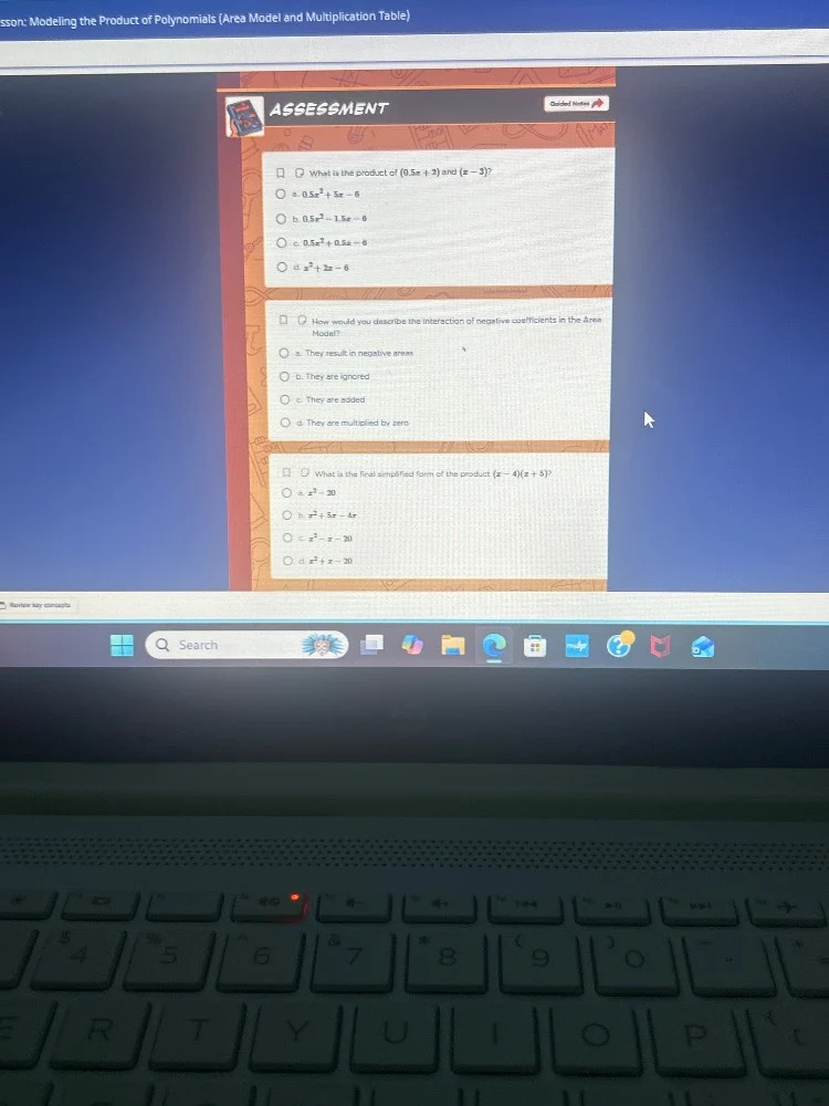 lesson: modeling the product of polynomials (area model and multiplicat…