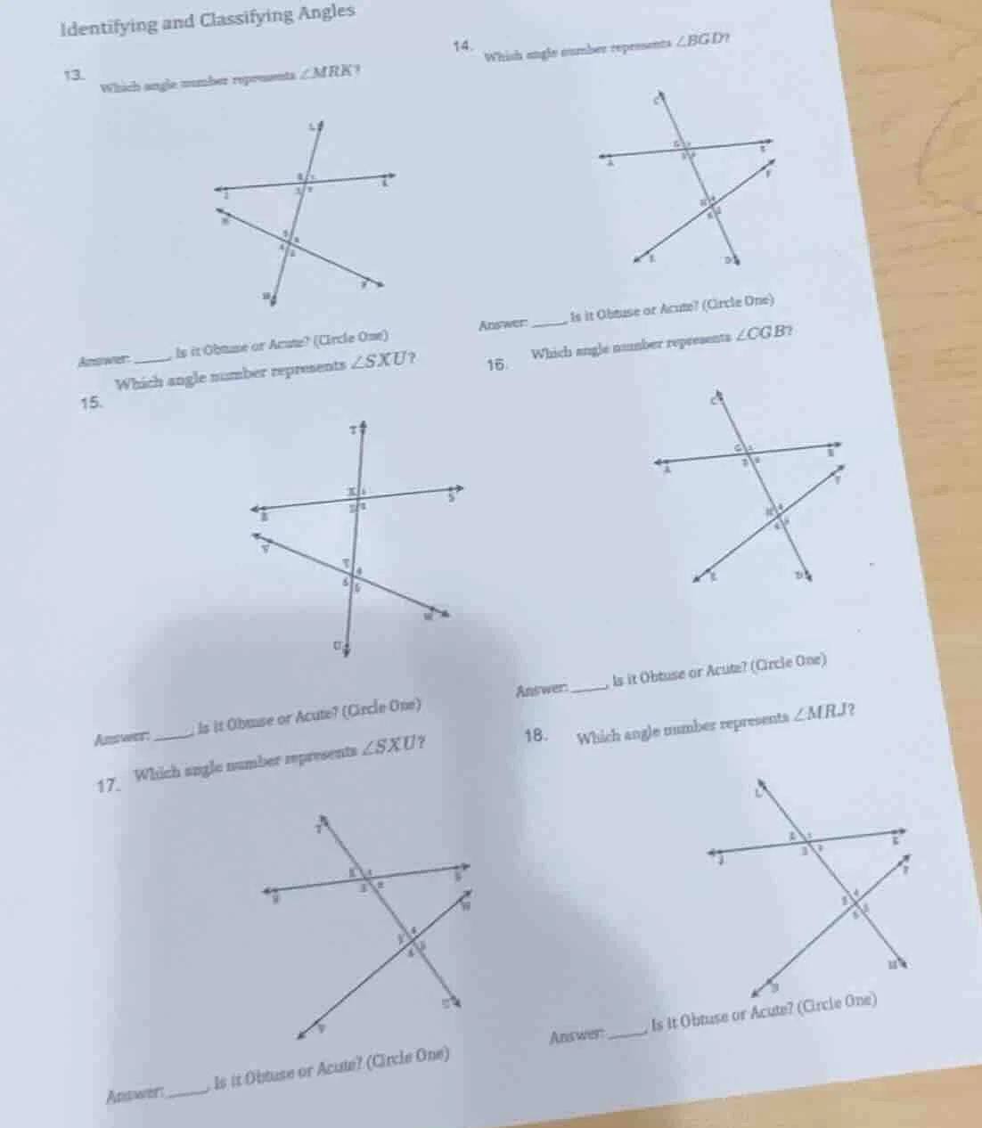 identifying and classifying angles 13. which angle number represents $a…