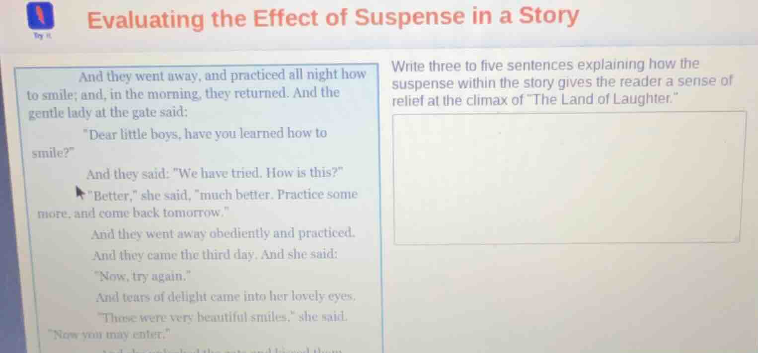 evaluating the effect of suspense in a story and they went away, and pr…