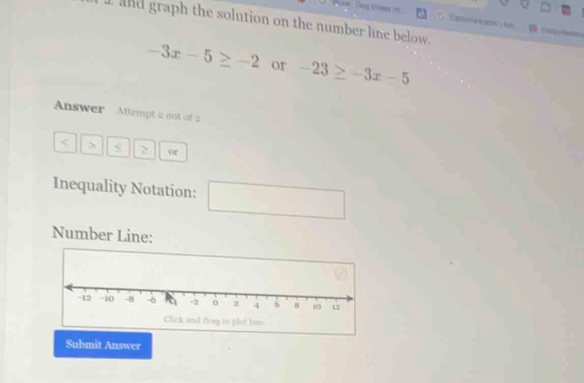 solve for $x$ and graph the solution on the number line below.$-3x - 5 …