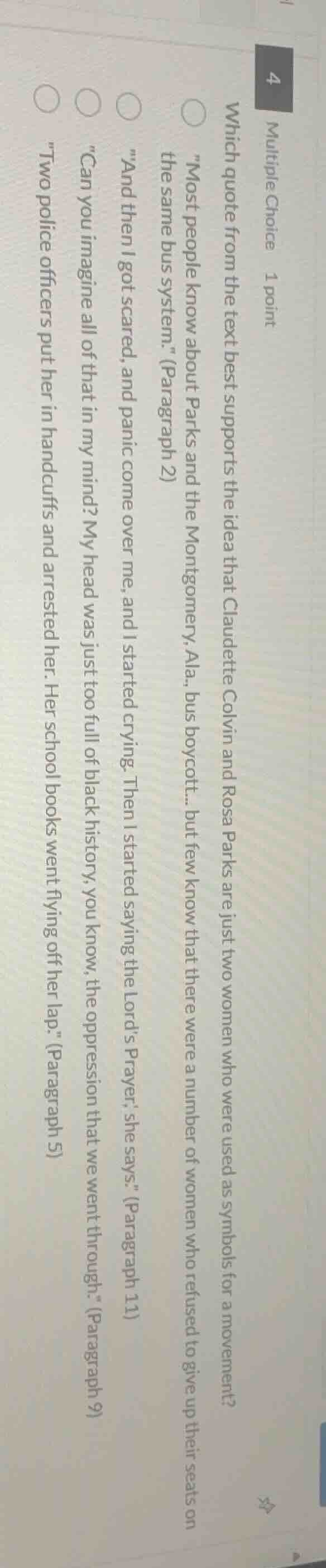 4 multiple choice 1 point which quote from the text best supports the i…