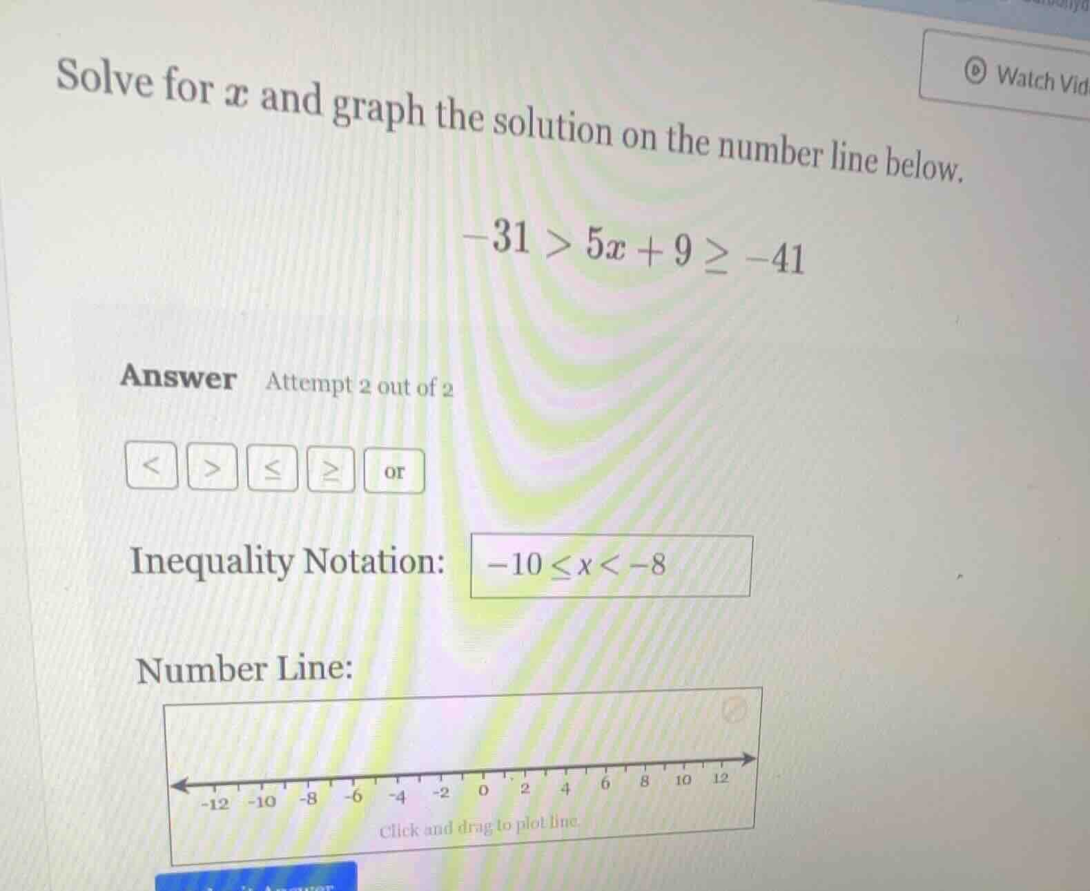 solve for $x$ and graph the solution on the number line below. $-31 > 5…