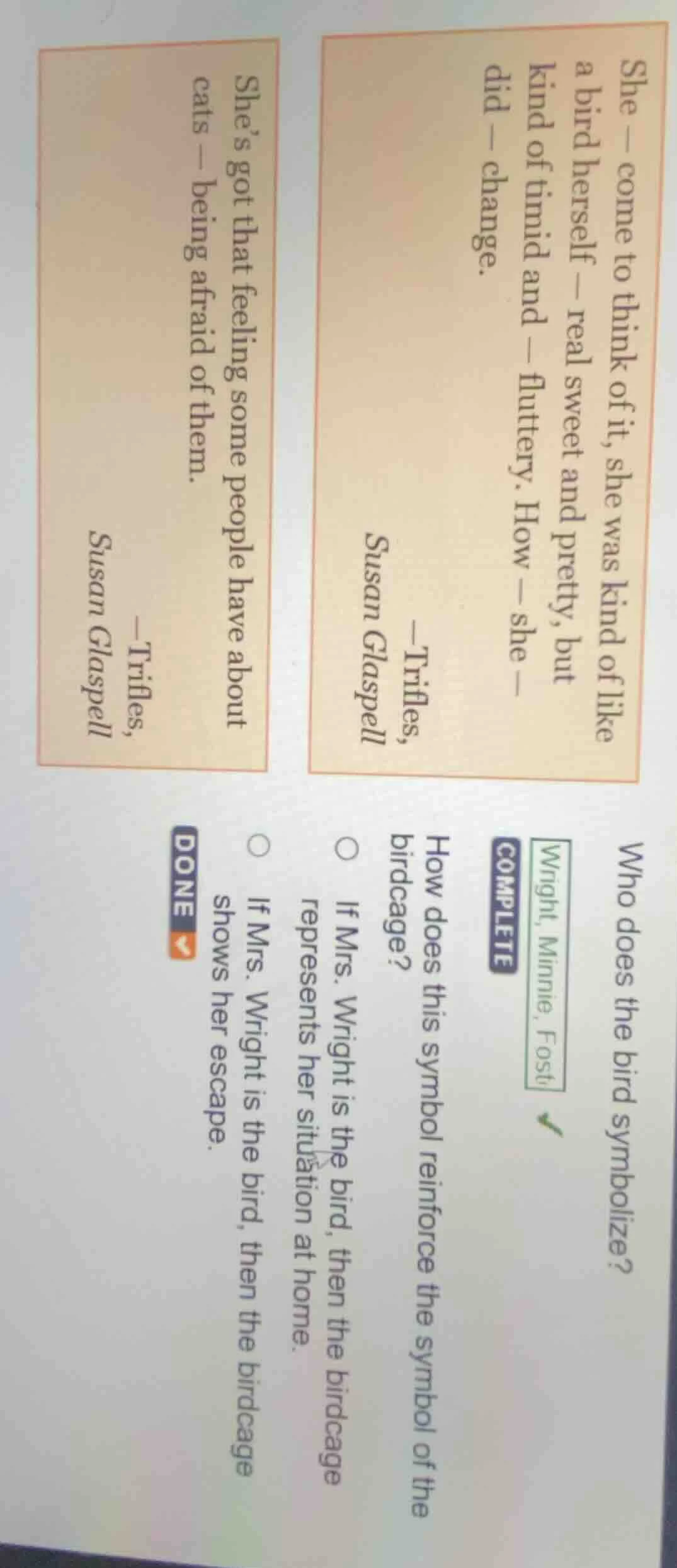 she — come to think of it, she was kind of like a bird herself — real s…