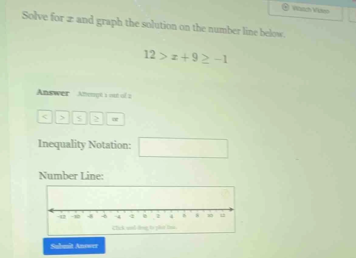 solve for $x$ and graph the solution on the number line below.$12 > x +…