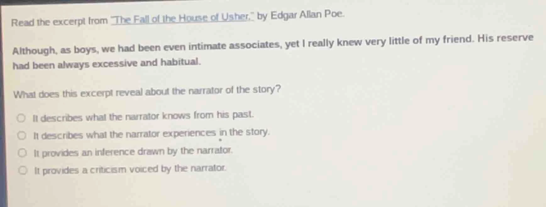 read the excerpt from \the fall of the house of usher,\ by edgar allan …