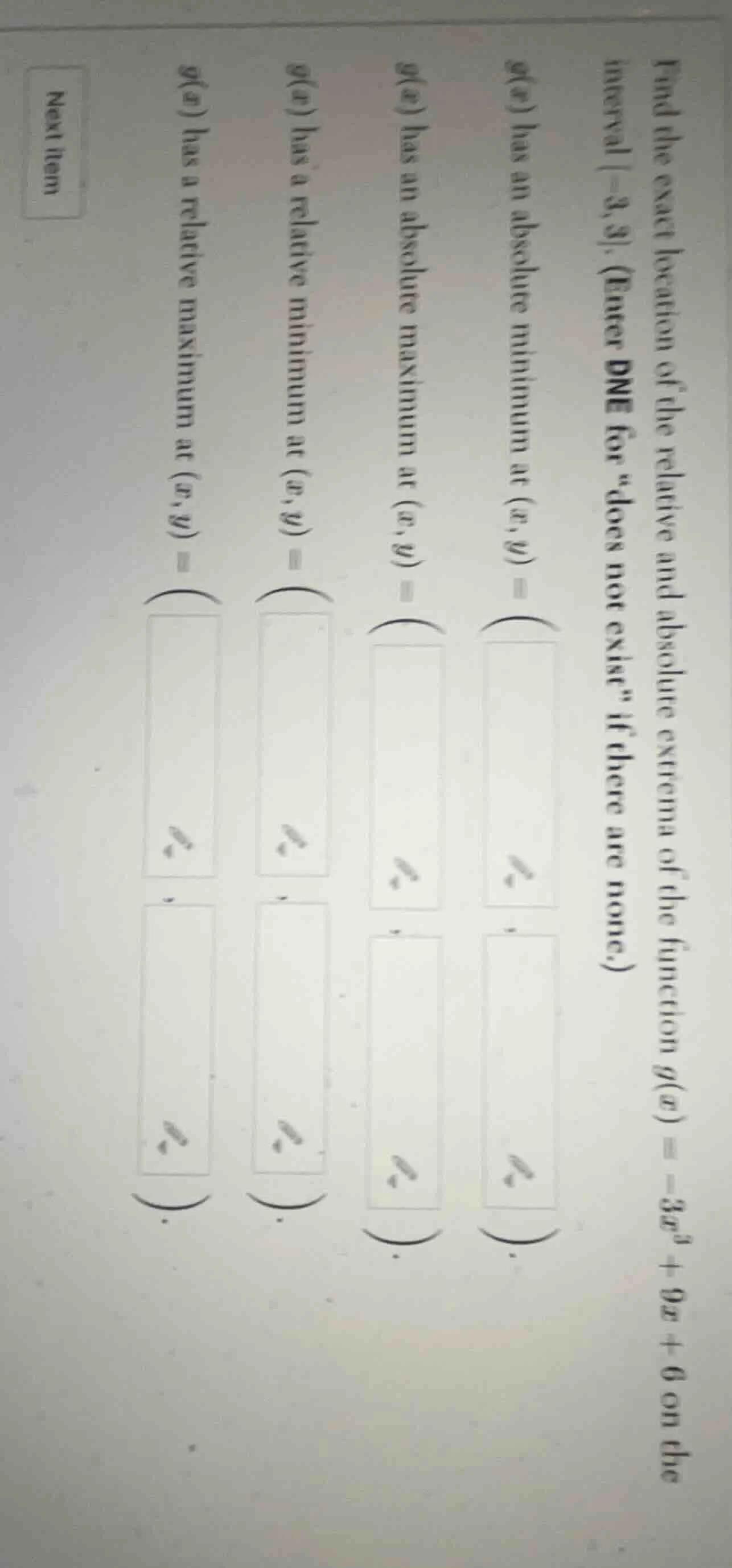 find the exact location of the relative and absolute extrema of the fun…