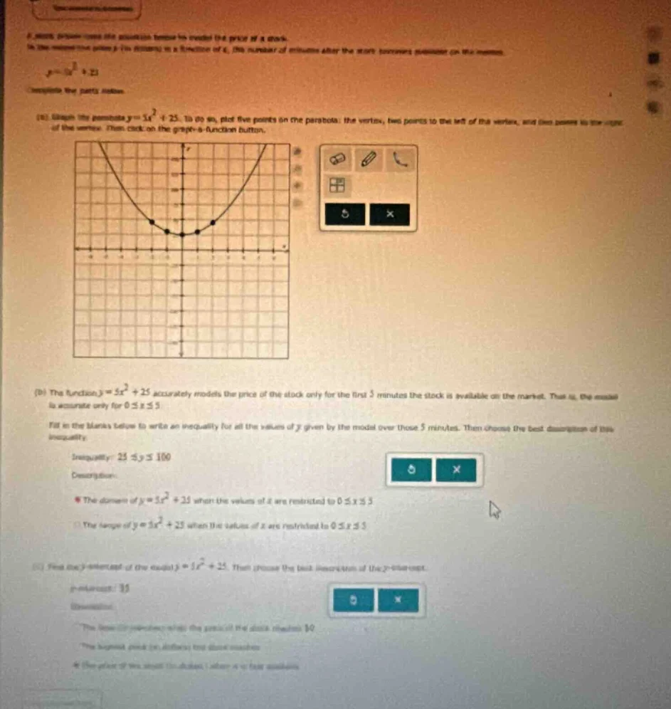 a stockbroker uses the quadratic function to model the price of a stock…