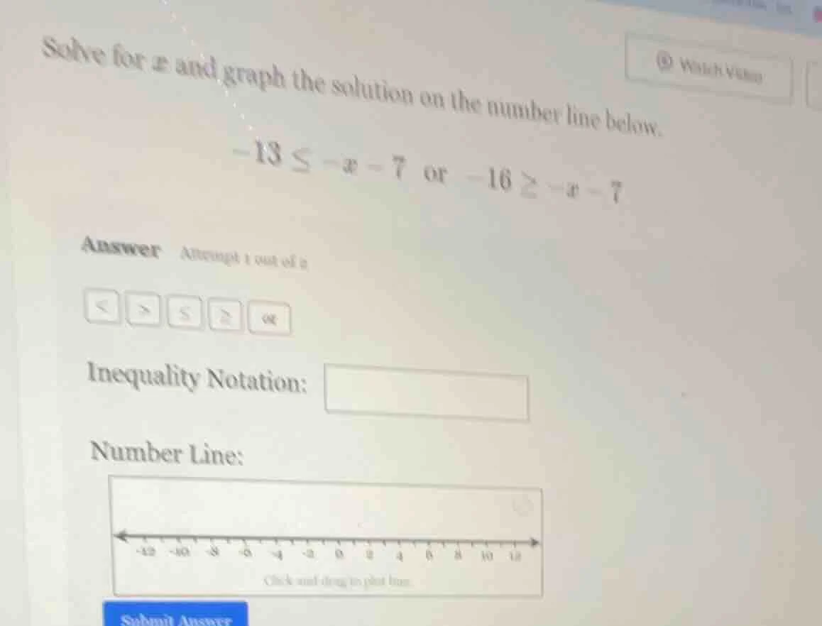 solve for $x$ and graph the solution on the number line below.$-13 \\le…