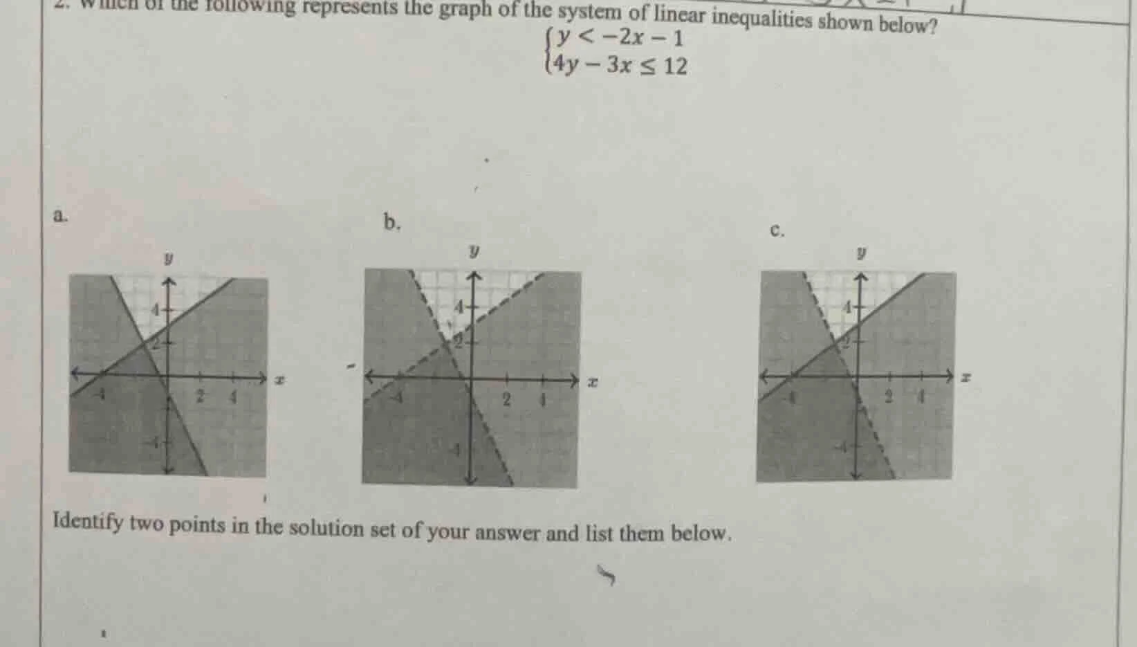 2. which of the following represents the graph of the system of linear …