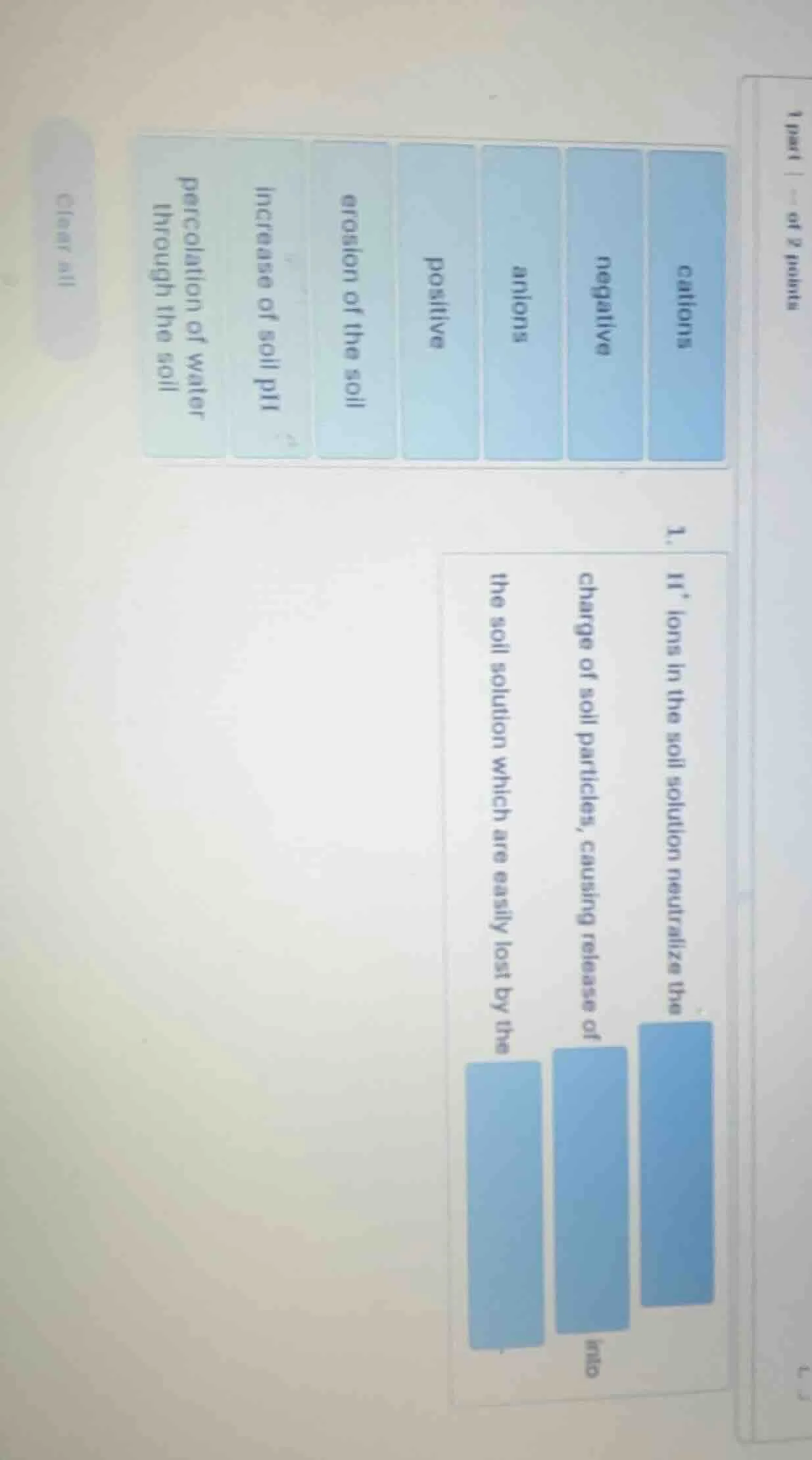1 part | -- of 2 points 1. h⁺ ions in the soil solution neutralize the …