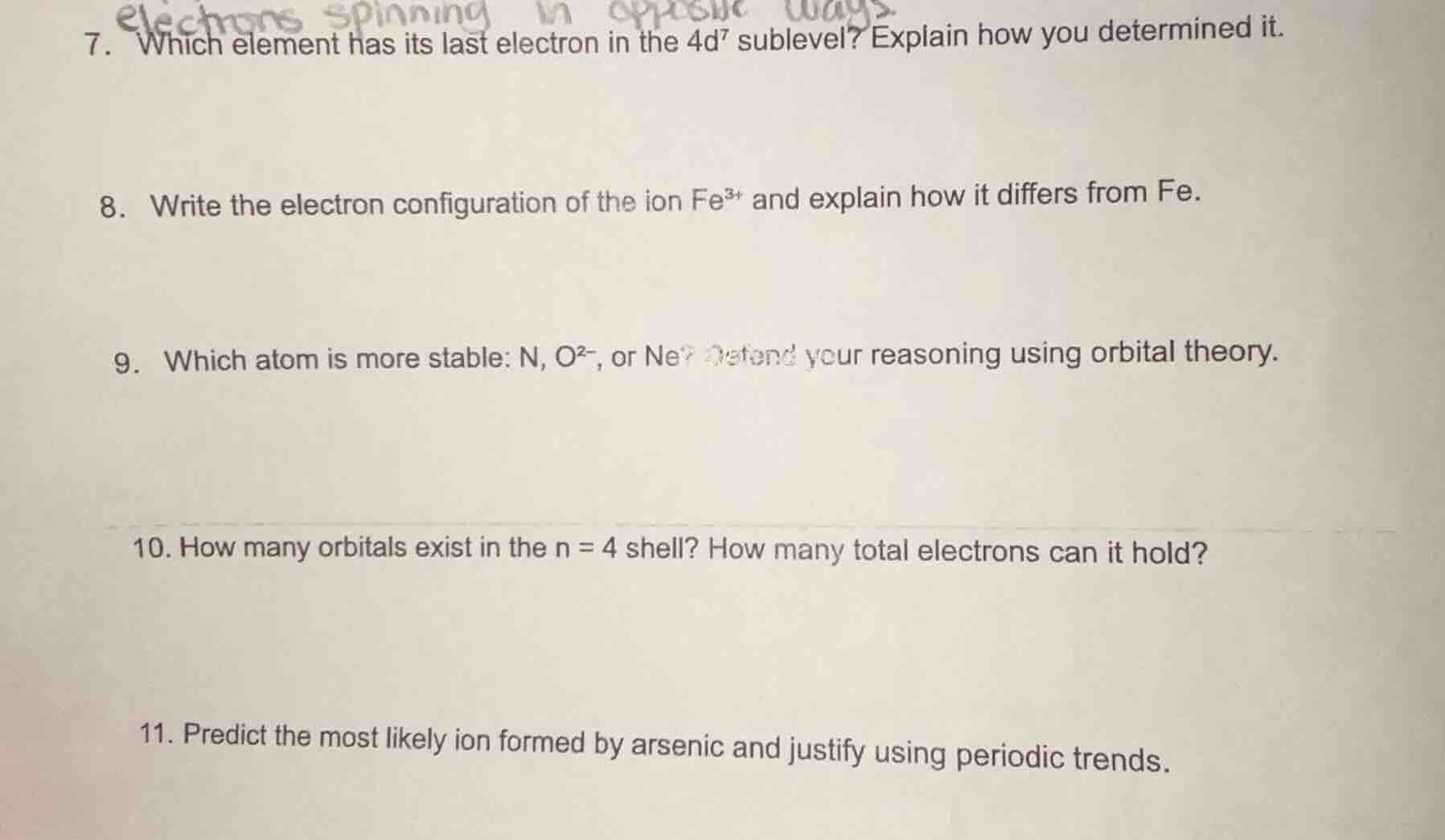 7. which element has its last electron in the $4d^7$ sublevel? explain …