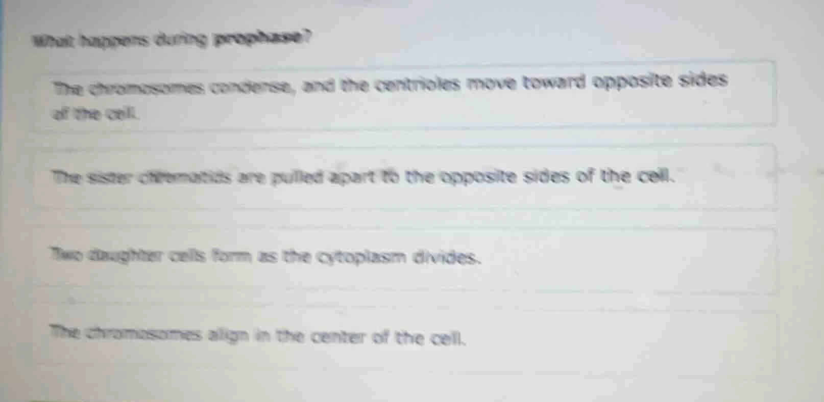 what happens during prophase? the chromosomes condense, and the centrio…