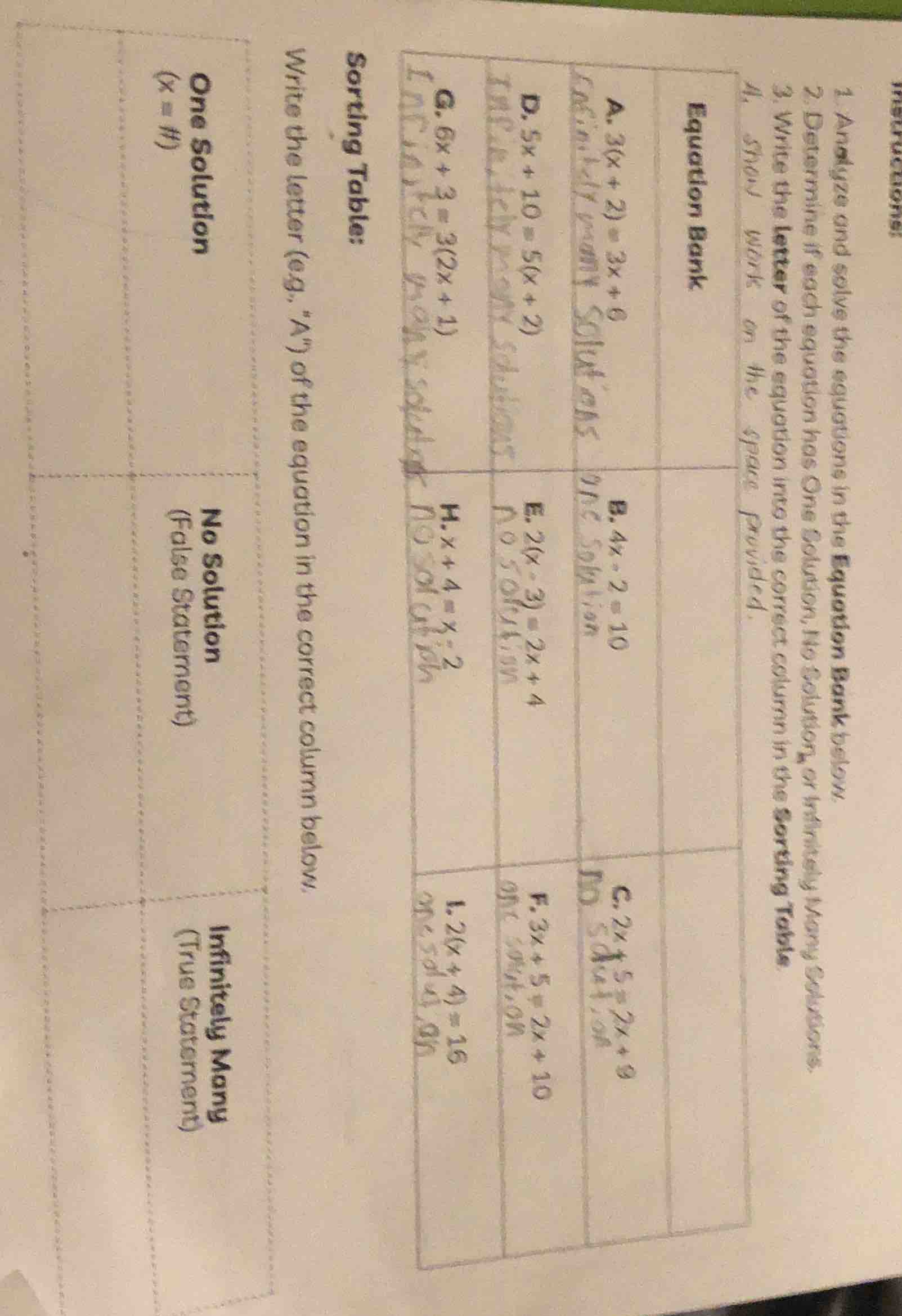 instructions:1. analyze and solve the equations in the equation bank be…