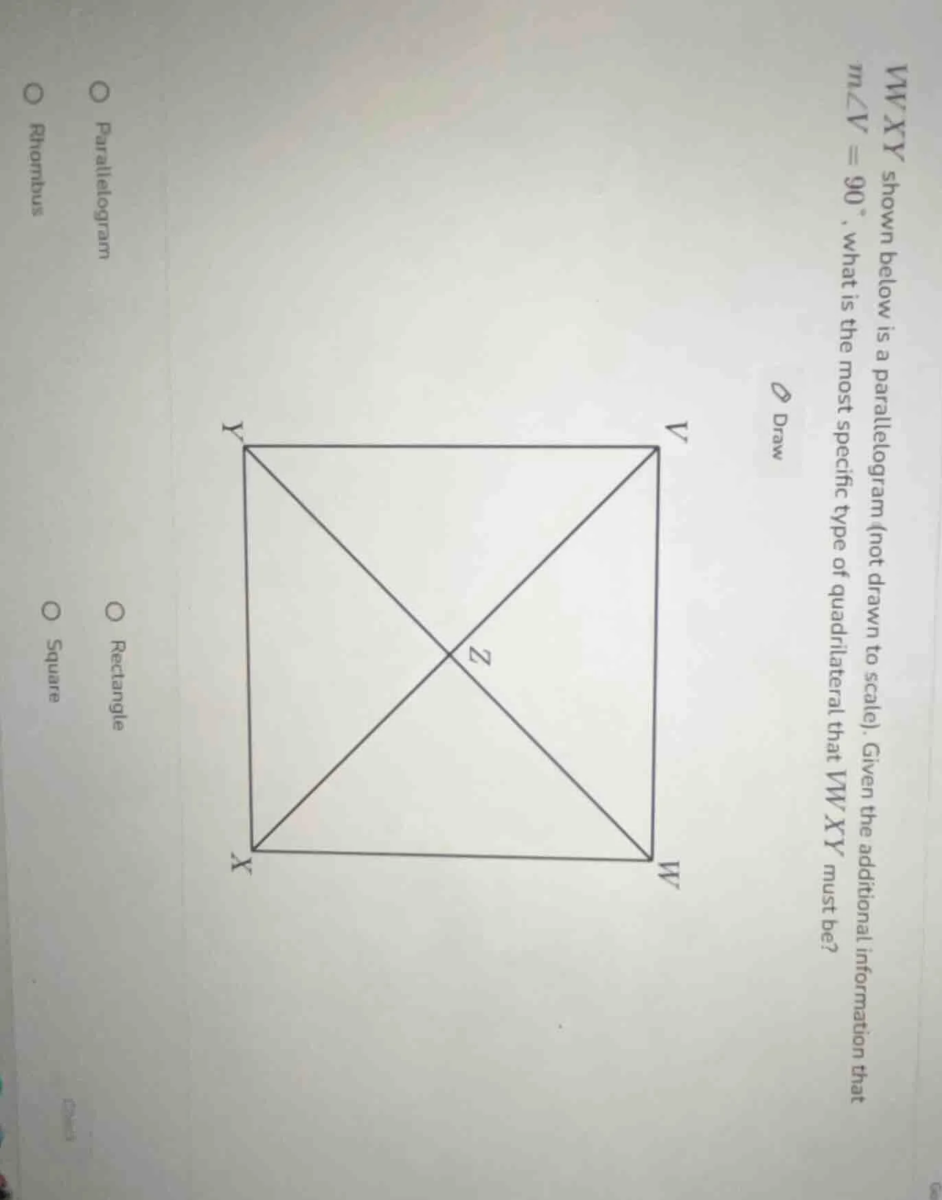 wxy shown below is a parallelogram (not drawn to scale). given the addi…
