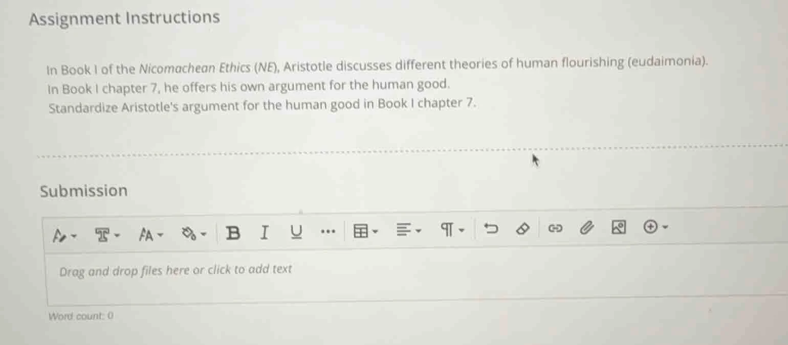 assignment instructions in book i of the nicomachean ethics (ne), arist…