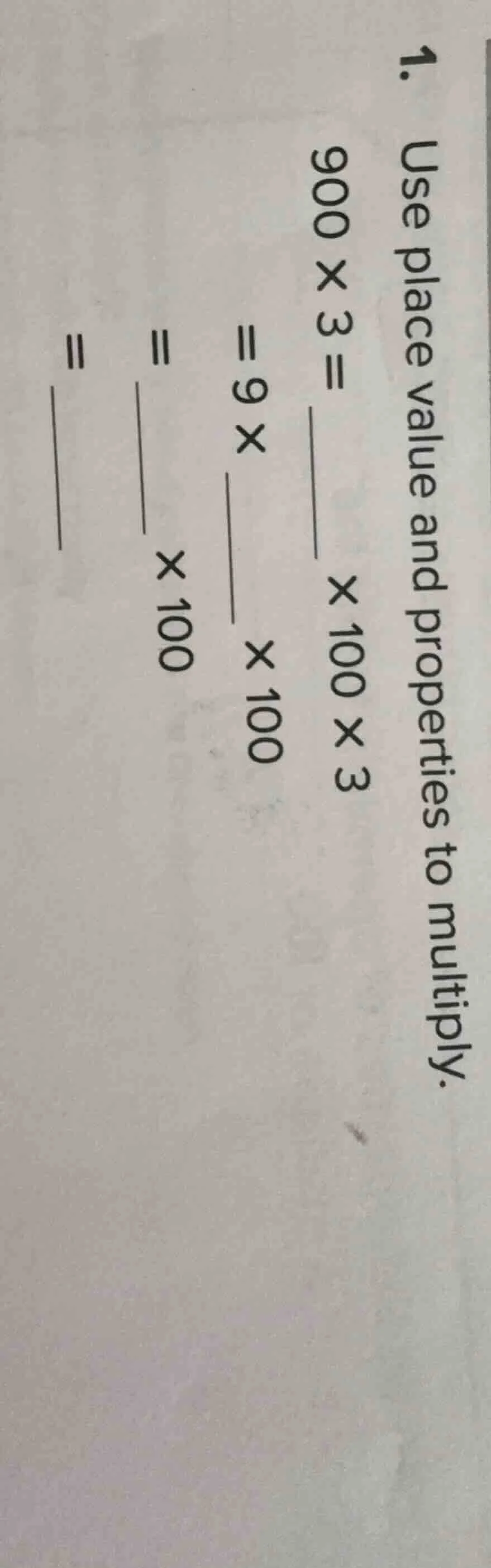 1. use place value and properties to multiply. $900 \\times 3 = \\under…
