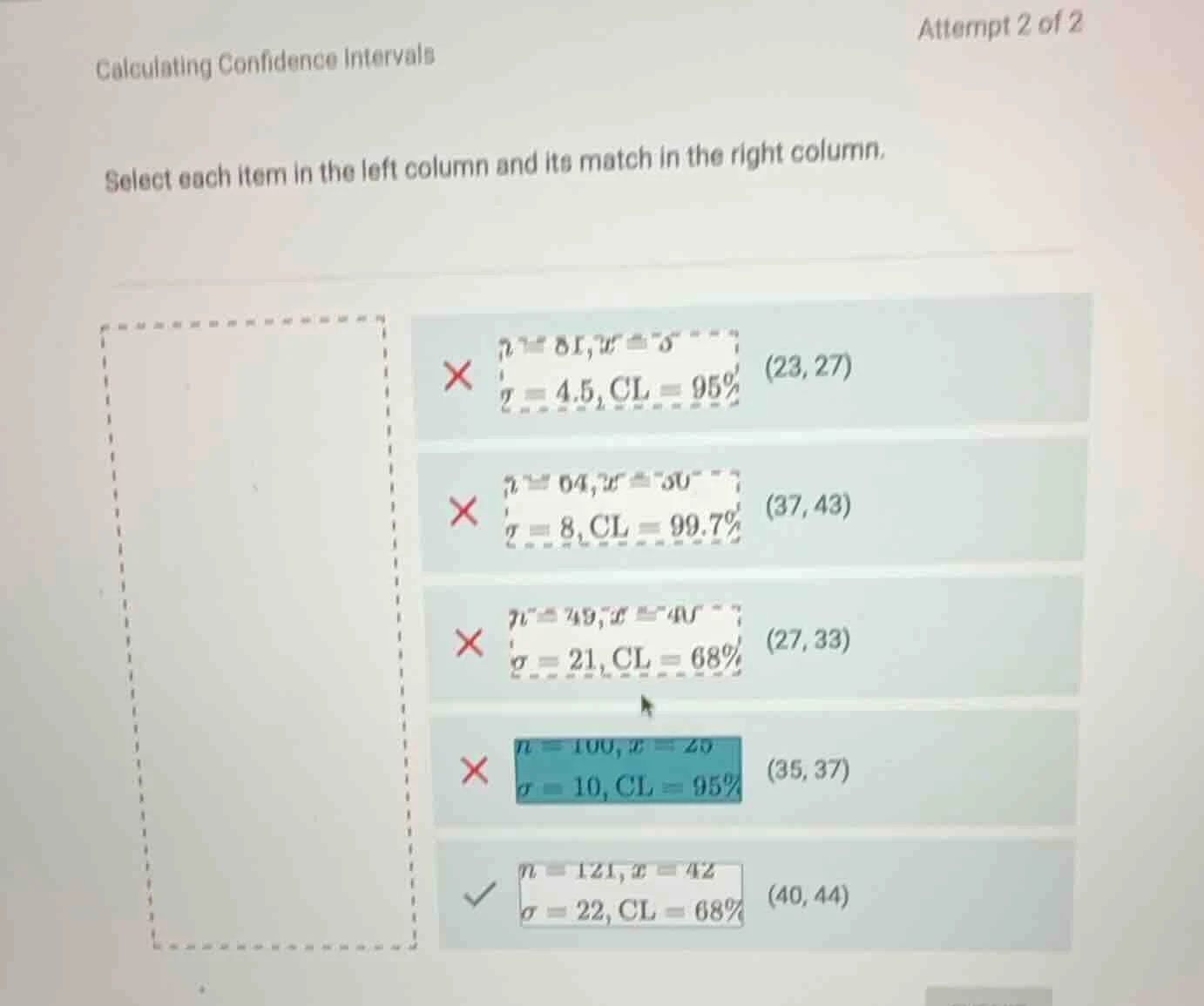 calculating confidence intervals attempt 2 of 2 select each item in the…