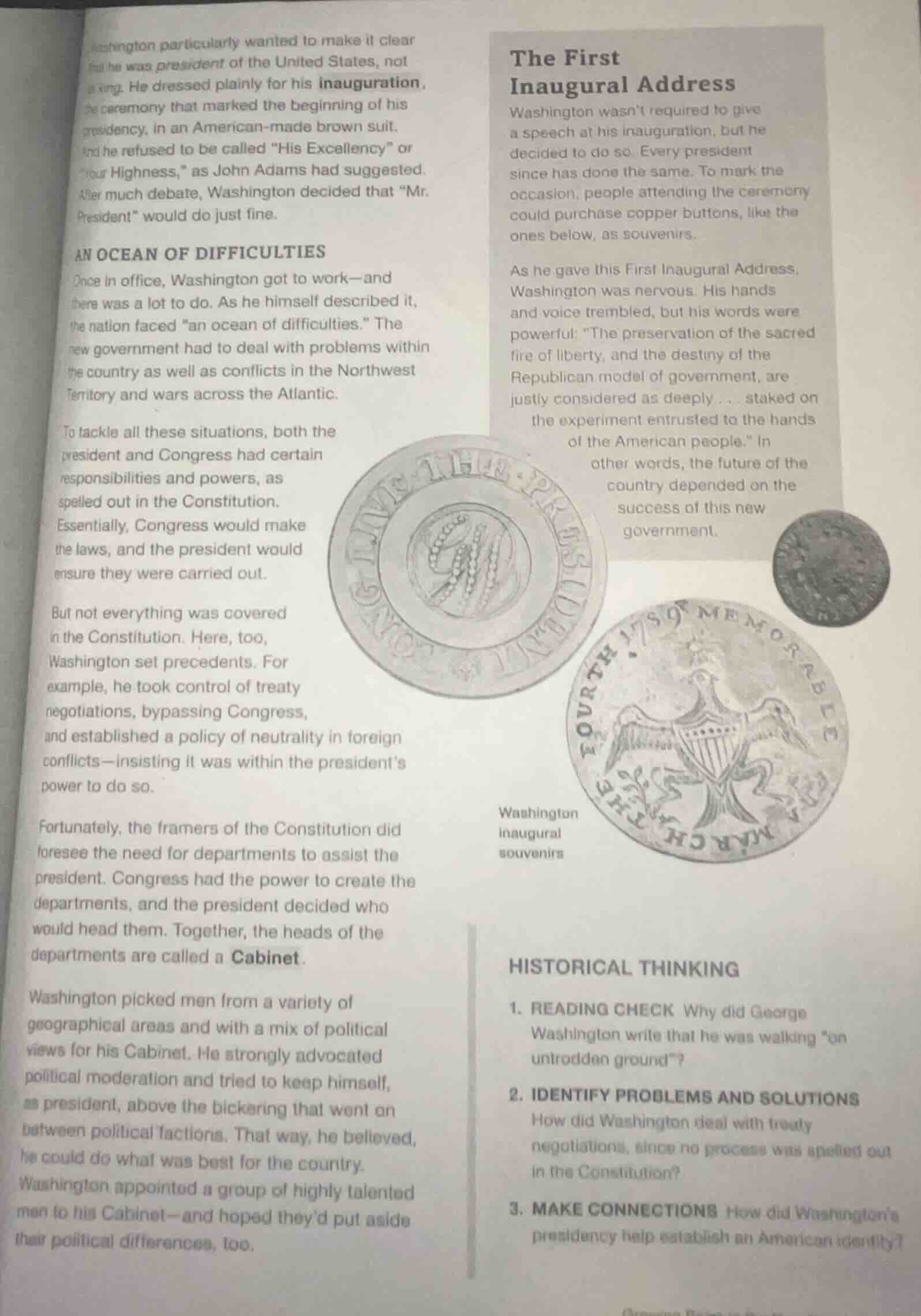 washington particularly wanted to make it clear that he was president o…