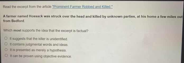 read the excerpt from the article \prominent farmer robbed and killed.\…