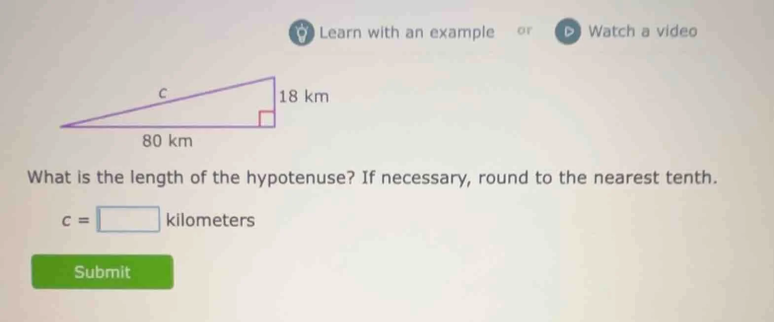 learn with an example or watch a video what is the length of the hypote…