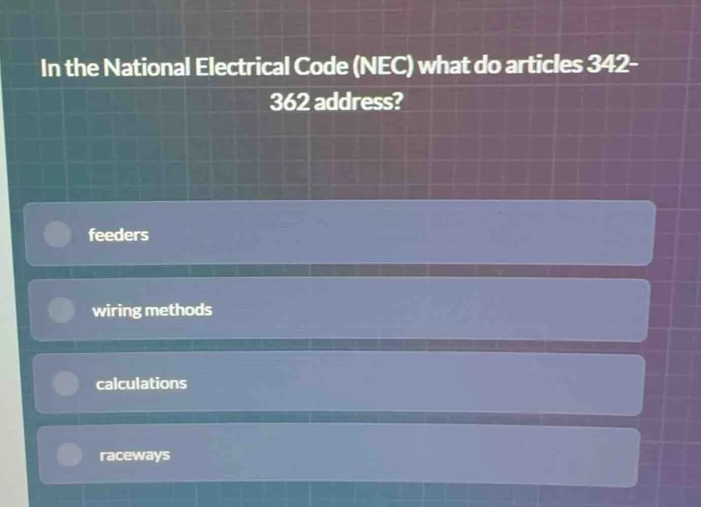 in the national electrical code (nec) what do articles 342-362 address?…