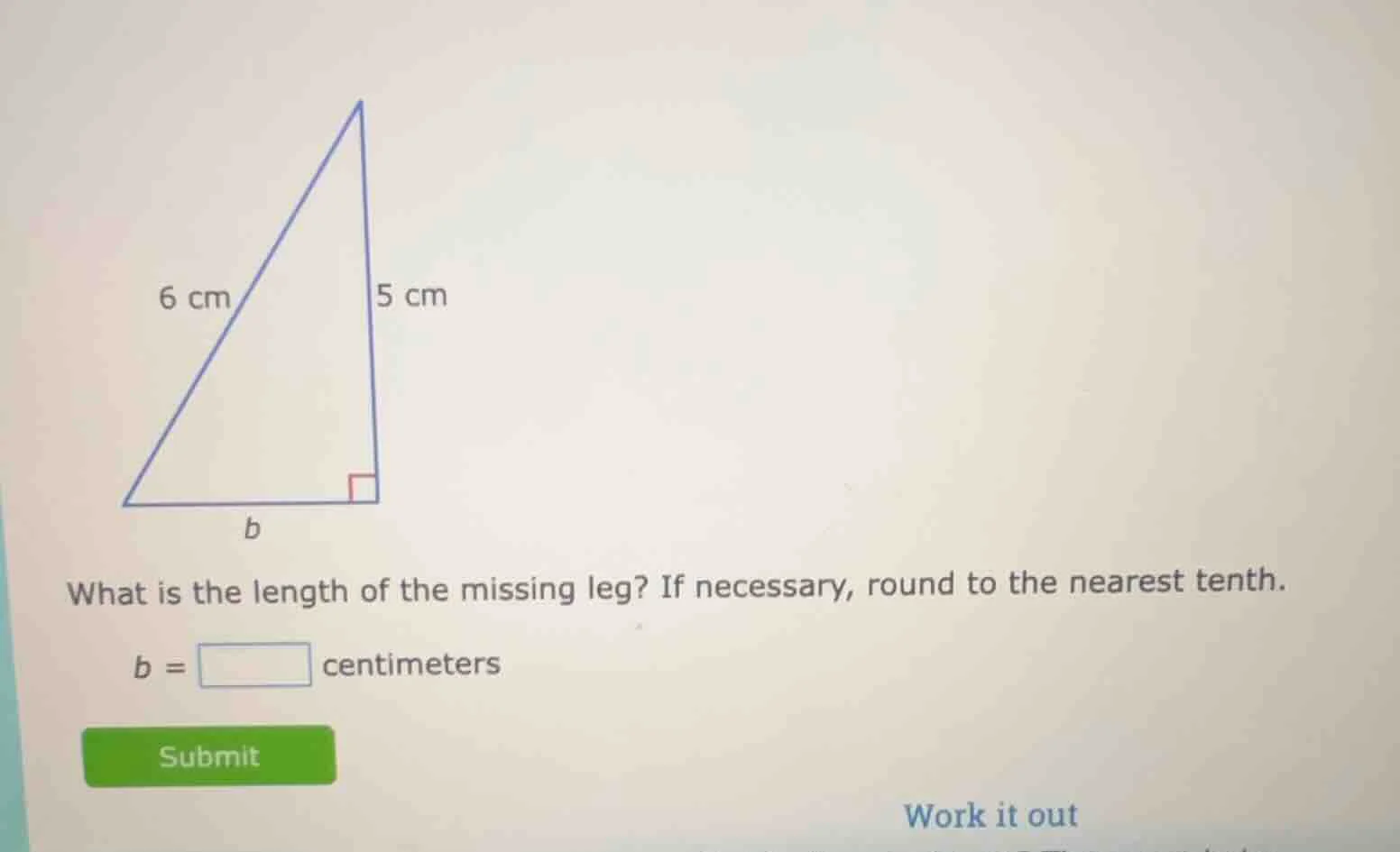 what is the length of the missing leg? if necessary, round to the neare…
