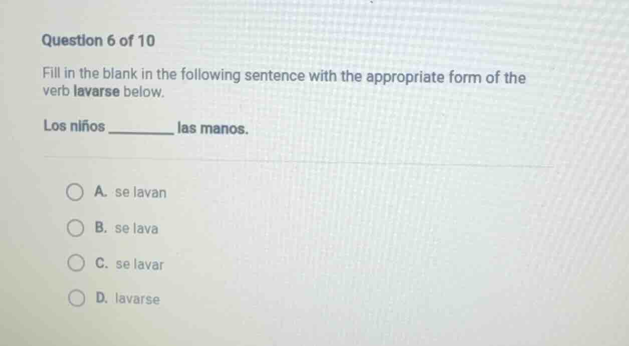 question 6 of 10 fill in the blank in the following sentence with the a…