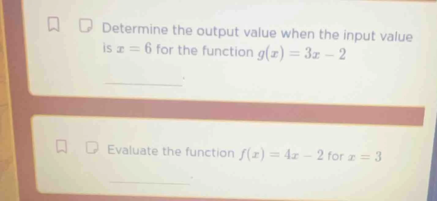 1. determine the output value when the input value is $x = 6$ for the f…