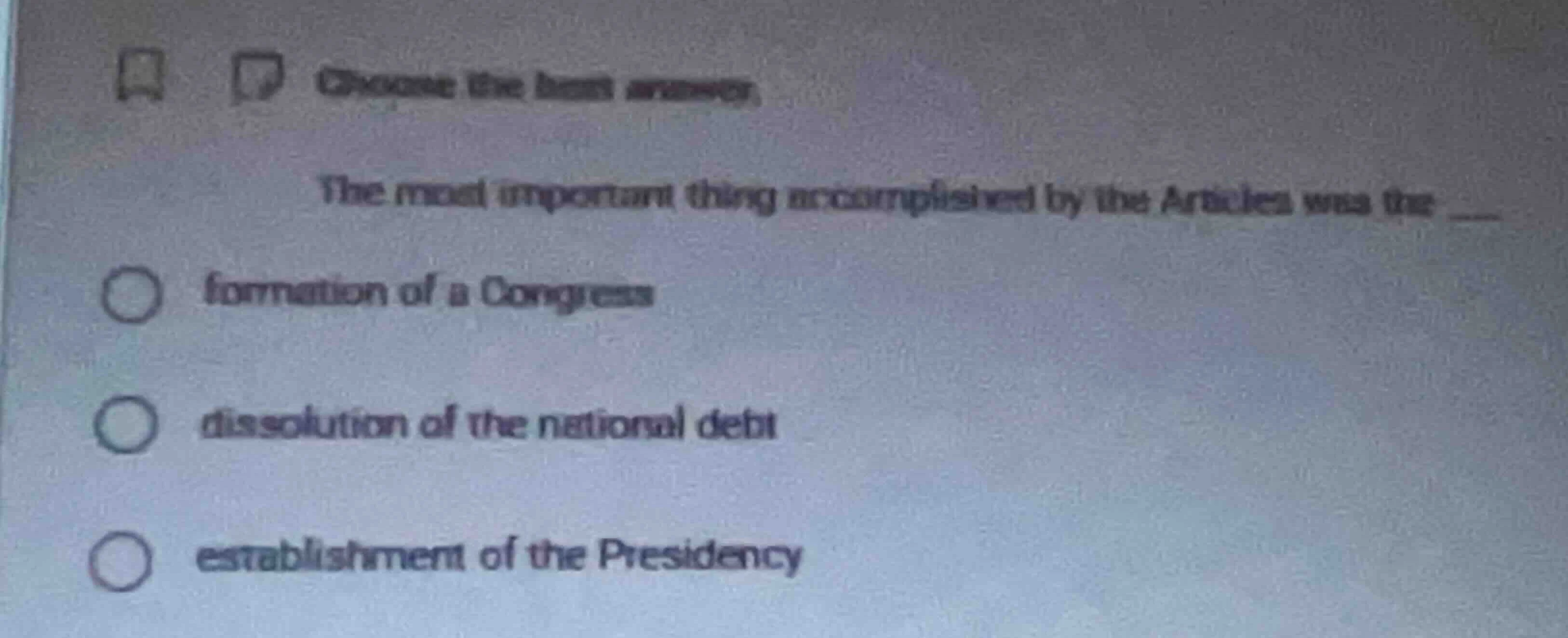 choose the best answer. the most important thing accomplished by the ar…