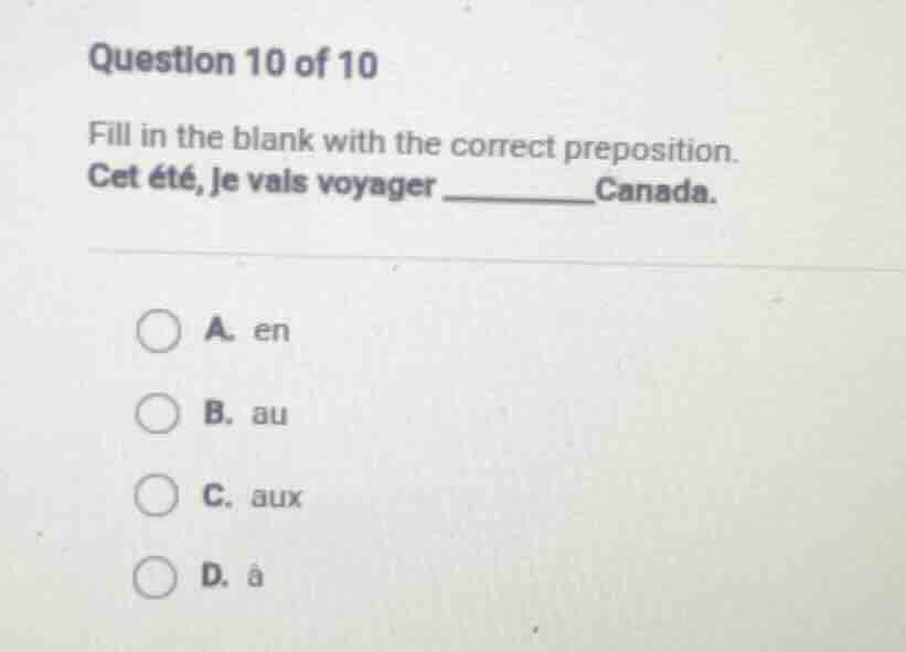 question 10 of 10 fill in the blank with the correct preposition. cet é…