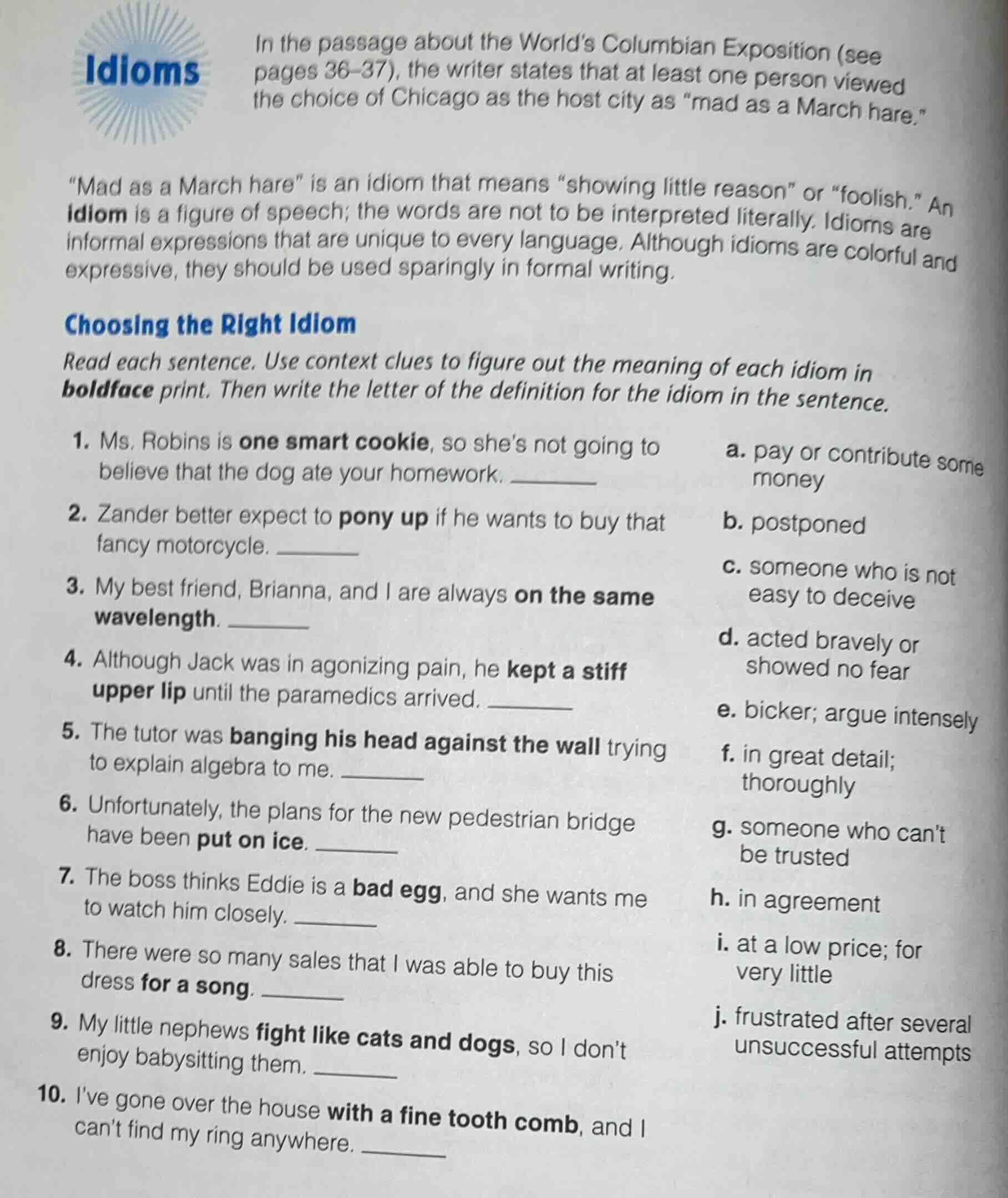 idioms in the passage about the worlds columbian exposition (see pages …