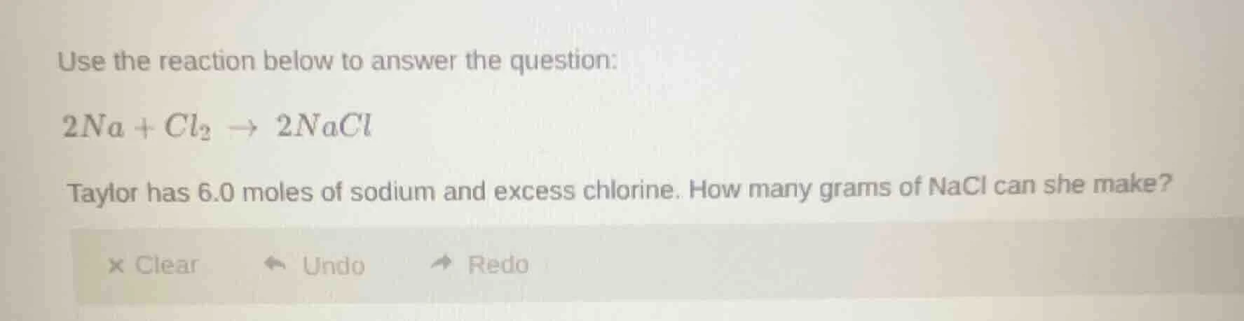 use the reaction below to answer the question: $2na + cl_2 \ ightarrow …