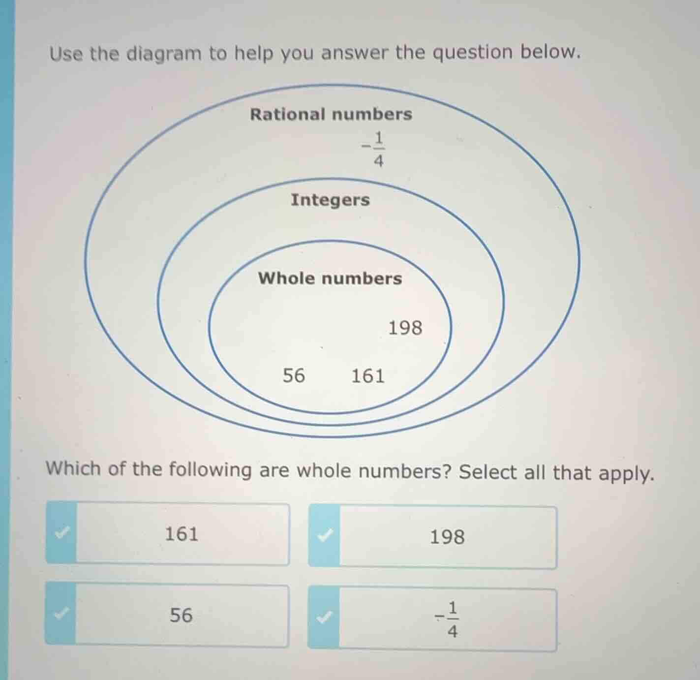 use the diagram to help you answer the question below. rational numbers…
