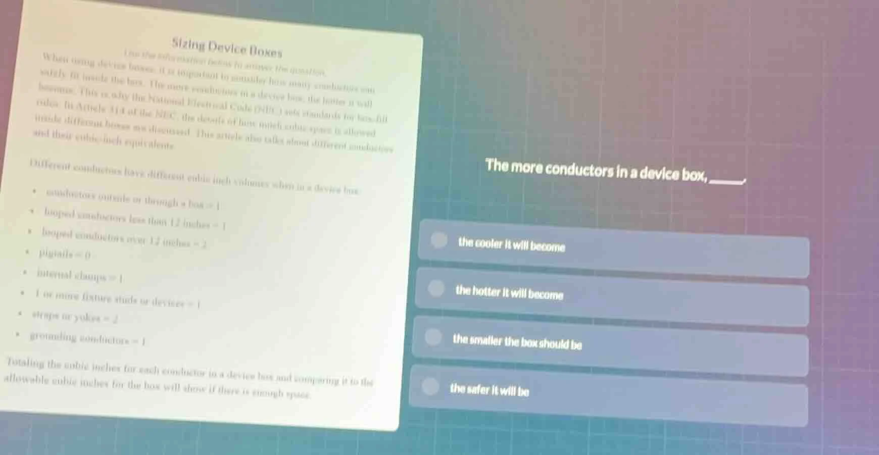 sizing device boxesuse the information below to answer the question.whe…